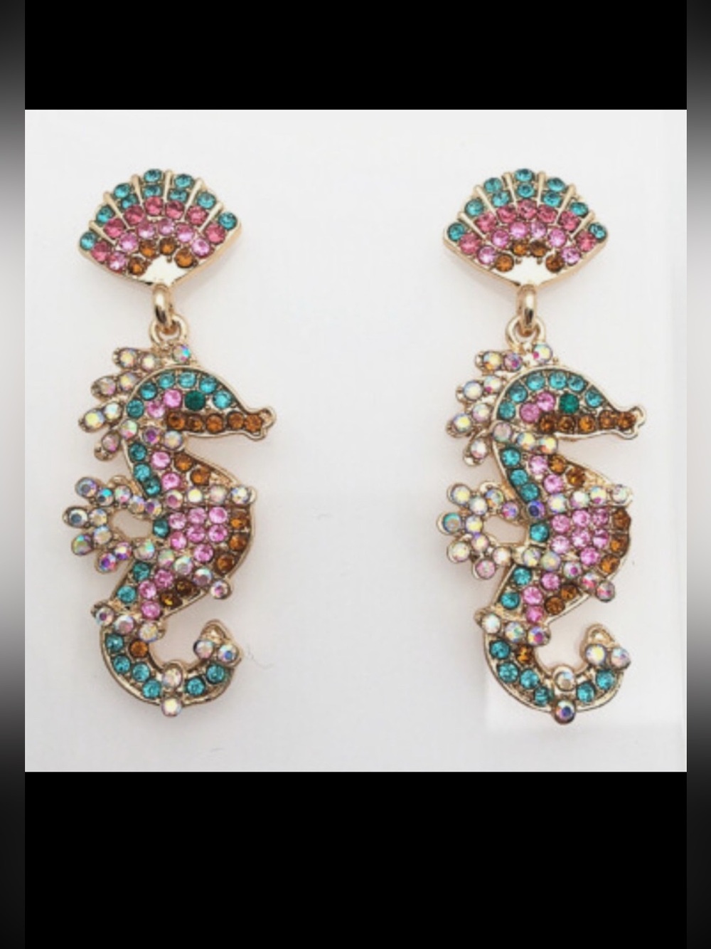 Colorful Seahorse Dangle Earrings‎ NWT